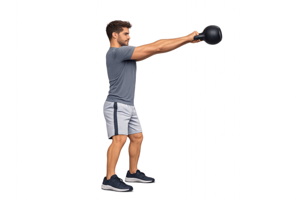 Man doing a kettlebell swing