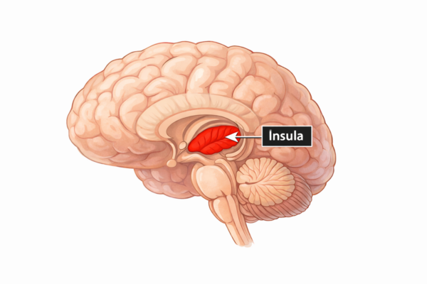 Image of the insula in the centre of the brain.